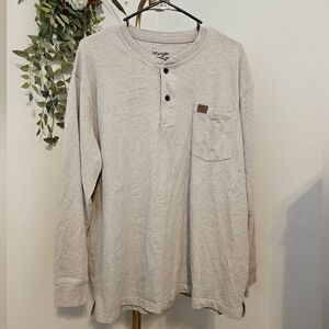 Wrangler Riggs Long Sleeve Heather Tan Button Work Shirt